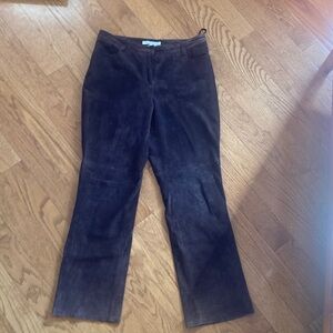 Dark Brown real leather suede pants - EUC 12